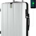 KROSER Hardside Expandable Carry On Luggage with Spinner Wheels & Built-in TSA Lock, Durable Suitcase Rolling Luggage with USB Port, Carry-On 20-Inch, White