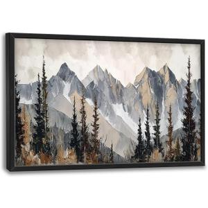 Mountain Wall Decor Large Canvas Wall Art for Living Room Big Forest Landscapes Pictures Painting Artwork Nature Framed Decoration for Living Room Bedroom Office Gifts 24"x36"
