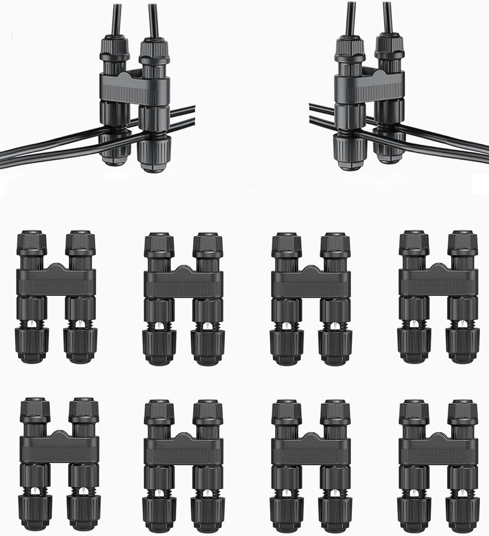 2 x UniHobby 8 Pack Low Voltage Wire Connector, Landscape Lighting Connectors 12-18 Gauge Wire Connectors for Outdoor Garden Path Yard Lights
