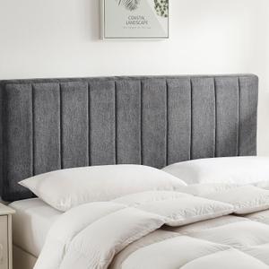 Nestl Upholstered Full Headboard - Easy Assemble Channel Stitched Headboard Full Size - Wall Mounted Headboards with 3D Soundproof Wall Panels Peel & Stick Floating Headboards, Grey