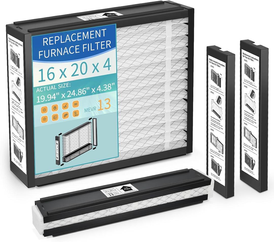 2-Pack 16x20x4 Replacement Air Filter for Honeywell FC100A1003, Lennox X0592 MERV 13 Allergy & Dust Defense, Pleated HVAC AC Furnace Filters(Actual Size: 15.94 x 19.75 x 4.38 Inches)