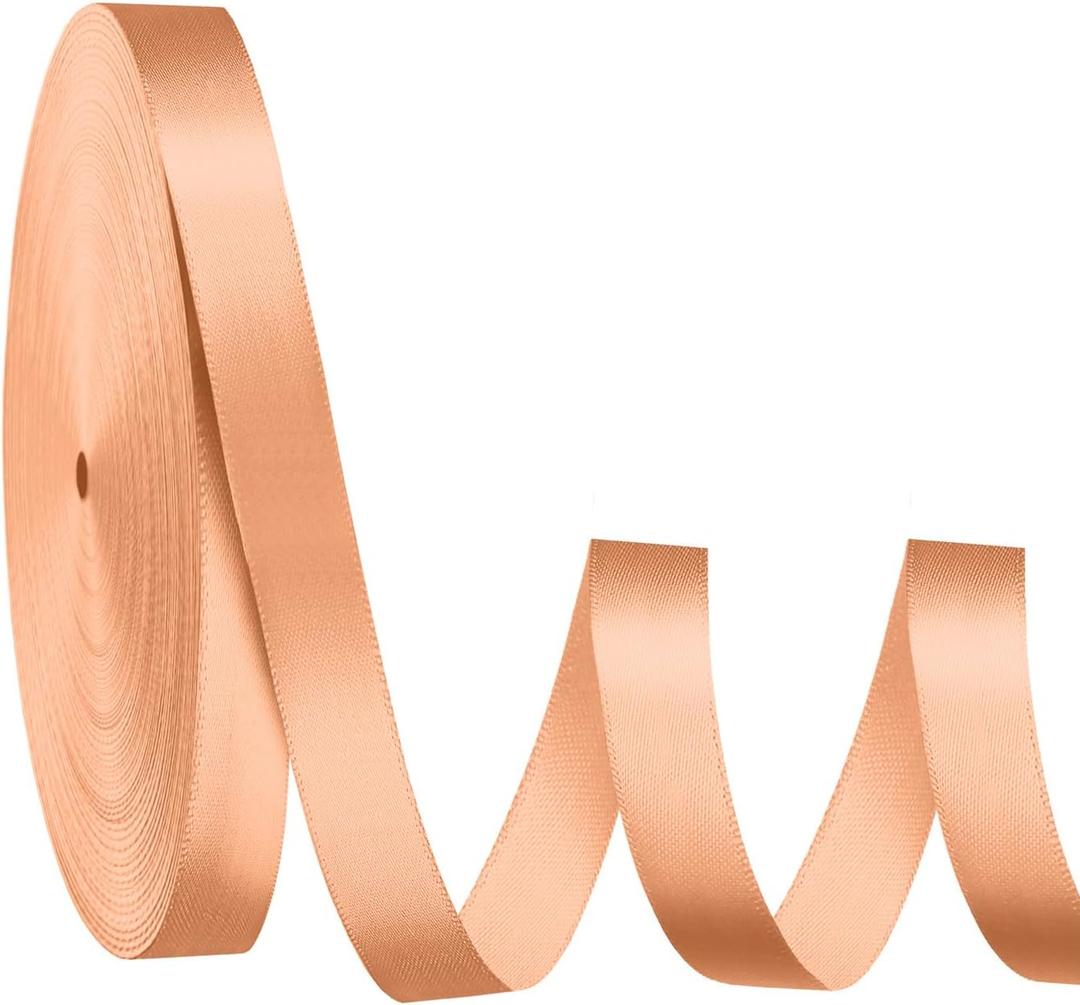 Light Orange Ribbon 1 Inch 50 Yards Satin Ribbon for Gift Wrapping, Flower Bouquet, Wedding, Crafts, Baby Shower, DIY Bows and Outdoor Decor