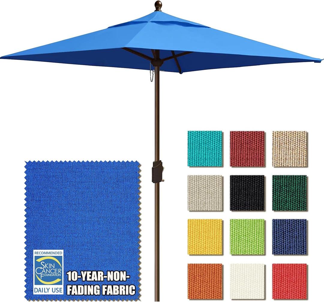 EliteShade USA 10-Year-Non-Fading 6x6Ft Square Market Patio Umbrella, UPF 50+ UV Protection Performance Sun Umbrella, Heavy Duty Commercial Grade Outdoor Table Umbrella with Crank, Windproof Vented Top for Garden, Pool, Deck and Outdoor Playsets, Royal Blue