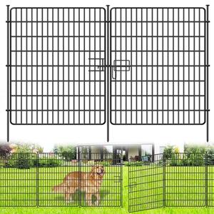 15 Panels No Dig Fence with Gate, 32 in(H) X 36 ft(L) Garden Decorative Fence Animal Barrier for Dogs, Rustproof Metal Garden Edging Border for Outdoor, Yard, Patio, Black