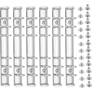 PATIKIL A6 6-Hole Ring Binder Mechanisms, 6 Set Binder Spines Replacement, Silver Tone, 6.8×0.7 inches/17.5×2 cm (L*W)