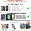 Leather Wallet Card Holder, Phone Card Holder with RFID Blocking ID Window for iPhone Android Phones & Cases (Black)