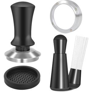 51mm Espresso Accessories Kit, Spring Loaded Calibrated Tamper, WDT Tool and Dosing Funnel Set Fits Delonghi 51 mm Espresso Coffee Machines and Portafilter