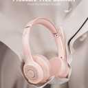 JIAMQISHI Wireless Headset with AI Noise Cancelling Microphone Bluetooth Headset - Bluetooth V5.2 Headphones with USB Dongle & Mic Mute for Computer/Laptop/PC/iPhone/Android/Cell Phones (Pink)