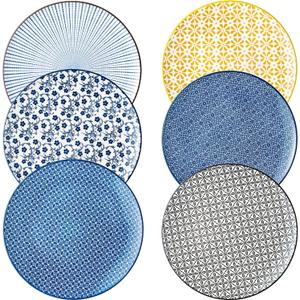 Dinner Plates Set of 6, 10.5 Inch Ceramic Dish Set Plate Set for Kitchen, Microwave, Oven and Dishwasher Safe, Scratch Resistant