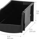 IRIS USA Medium Stackable Storage Bins, 8-Pack, 11" L x 6" W x 5" H, |Made in USA|, Plastic Open Front Shelf Bin for Organizing Parts, Hardware, Tools, Supplies, Garage Shelf, Pantry - Black