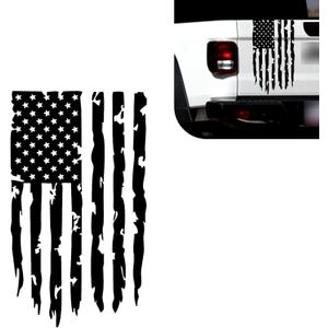 American Flag Decal, Truck Tailgate Vinyl Decal Stickers, Rear Graphic Car Sticker, Removable Waterproof Sticker, Universal for Vehicles, Trucks, RVs and More (Black)