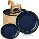 100 Pcs Green Blue Tartan Plaid Paper Plates We Can Bearly Wait Party Plates Disposable Tableware Decoration for Guests Baby Shower Wedding Birthday Party Supplies (Blue,9" X 9")