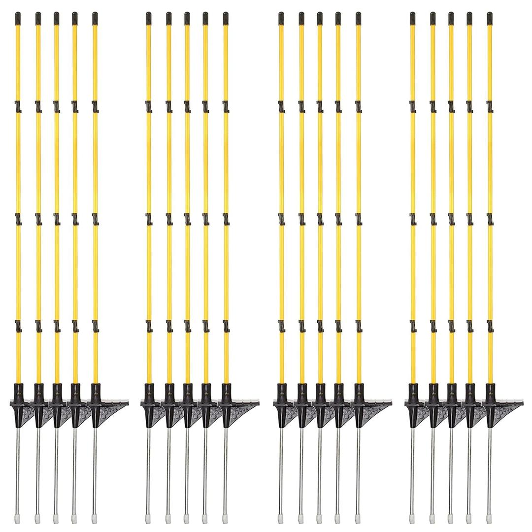 46 Inches Fiberglass Step in Electric Fence Posts, Temporary Fence Stakes for Cows, Sheep and Animals Fence, Snow Fence, Garden Protection, Portable Fence Ideal for Electric Fencing-20 Posts