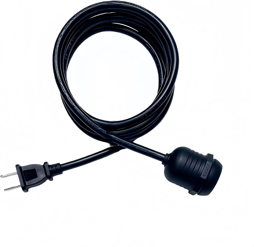 E26 Waterproof Pendant Light Socket, 6FT Industrial Power Cord, IP65 Rated Hanging Light Kit for Garage, Workshop, Patio (Bulb Not Included).