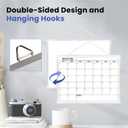 8 x Monthly Calendar Dry Erase Board for Wall, 16"x12" Double-Sided Magnetic Calendar White Board with Hooks, Silver Aluminum Alloy Frame Hanging Whiteboard for Office, Home, School