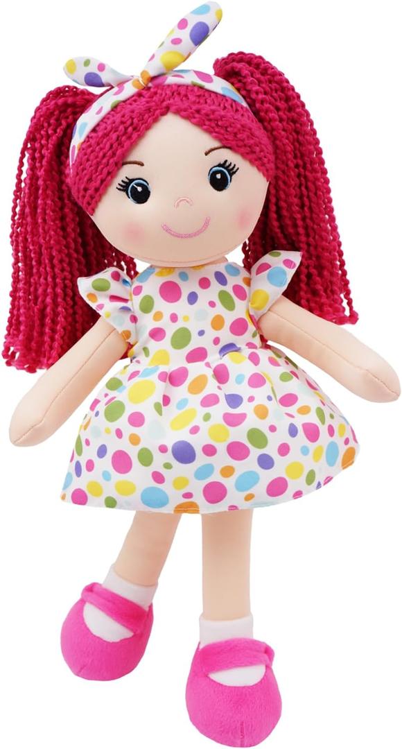 June Garden 18" Snuggle Cuties Sophie - Soft Cuddly Plush Doll Gift for Girls - Huggable Rag Doll - Pink L (Large, 18" Sophie)