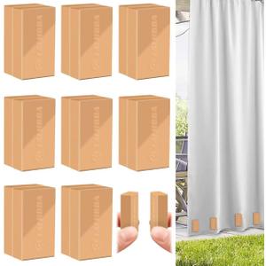 16 Pcs Outdoor Curtain Weights,Heavy Duty Curtain Weights with Plastic Covered Magnetic Outdoor Curtain Magnets Outdoor Curtain Bottom No Sew Keepping Curtain Panel Straight Reduce Curtain Swaying (Brown)