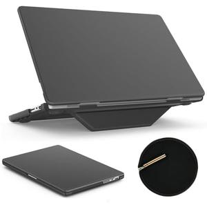 SEYMAC stock Case for MacBook Pro 14 inch 2024-2021 A3112 A3185 A3401 A2918 2992 2779 M4-M1, Shock-Absorbing Protection Case with Magnetically-Folio Stand &Mouse Pad/Bag (Leather-Like Color Gray)
