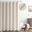 Naturoom Light Tan Linen Shower Curtain, Cloth Textured Fabric Shower Curtain Set with Hooks, Simple Elegant Modern Farmhouse Country Ultra Thick Bath Curtains for Bathroom,Water Repellent,72x72