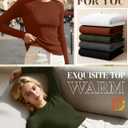 5 Pack Women's Thermal Long Sleeve Shirts Ribbed Knit Cotton Tops Crewneck Warm Base Layer Fitted Undershirts (S)