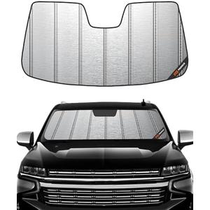 Pigenius Windshield Sun Shade for Cadillac Escalade/Chevy Tahoe/Suburban/GMC Yukon 2021-2024,Front Window Sunshade,Blocks UV Rays,Windshield Sunshade Cover Warm Weather Keep Your Seat Cooler