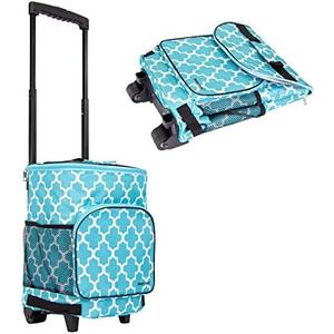 dbest products Ultra Compact Cooler Smart Cart, Moroccan Tile Insulated Collapsible Rolling Tailgate BBQ Beach Summer