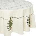 Spode - Tablecloth, Holiday Kitchen Accessories, Holiday Home Decor (Spode Christmas Tree Collection, 70" Round)