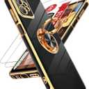 LeYi for Moto G Power 5G 2023 Case: with Tempered Glass Screen Protector [2 Pack] 360 Rotatable Ring Holder Magnetic Kickstand, Plating Rose Gold Edge Motorola G Power 5G 2023 Case, Black