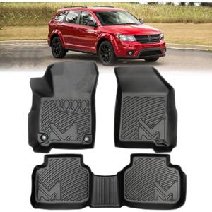TPE Automotive Floor Mats Custom for 2011-2020 Dodge Journey, All Weather Cover Protection Waterproof Black Floor Liner Front & Rear Row Full Set Car Mats, 3PCS