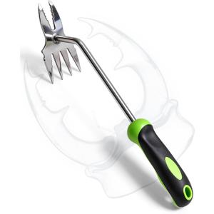 Hand Weeder Puller Tool, Heavy-Duty Stainless Steel Root Removal Tool with Ergonomic Non-Slip Handle, Manual Dandelion Remover for Garden Lawn Yard, Handheld Weeding Tool for Deep Roots, 1 Pack