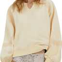 Gacaky Sweatshirt for Women Oversized Fleece Embroidered Crochet Cropped Pullover Tops Fall Fashion Outfits Clothes, Large