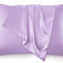 Love's cabin Satin Pillowcase for Hair and Skin, Similar to Silk Pillow Cases for Women, Pillow Case Queen Size Set of 2, Satin Cooling Pillow Cover with Envelope Closure, 20x30 Inches, Light Purple