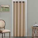 Sliding Closet Door Curtains 80 Inch Length,Single Curtain Panel,Waterproof Insulating Thermal Blackout Curtains for Bedroom Window Bathroom Doorway Front Interior Door 42x80 Long,Oak Neutral Beige