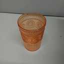 Ciaell 12 Pack Romantic Plastic Water Glasses - 14 Oz Amber Vintage Drinking Glasses, Embossed Ribbed Plastic Cups, Textured Striped Set for Juice, Beverages, Beer, Cocktai