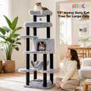 MUTTROS 73in Heavy Duty Cat Tree Tower for Large Cats, Soft Long Plush, 21.7"L x 17.3"W x 72.8"H