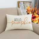3 x RABUSOFA Fall Pillow Covers 12x20 Inch,Autumn Hello Pumpkin Pillows Decorative Throw Pillows,Lumbar Outdoor Thanksgiving Cushion Cover Farmhosue Fall Decor for Bedroom Couch Sofa White