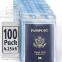 EcoEarth Passport & Identification Card Holders with Soft Edge (Clear, 4x6 Inch, 250 Pack), Extra Large Vertical ID Holder, Zipperless Plastic Name Badge Holders