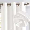 jinchan White Linen Textured Curtains 84 Inches Long 2 Panels Sets for Living Room Grommet Top Light Filtering Window Drapes for Bedroom,