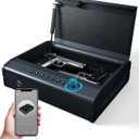 Gun Safe, Biometric Gun Safes For Handgun, Pistol Safe With Fingerprint or Keypad, 4-Quick Access Unlock Gun Case for Firearm, Gun Lock Box For Nightstand Beside with APP (Large Size)