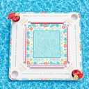 32"x32" Large Floating Mahjong Table for Pool & Hot Tub, Waterproof Float Board for Mahjong, Poker, Dominoes & Card Games, Summer Floating Game Tray for Adults Party & Spa Relaxation (Blue)