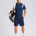 Pudolla Men's Casual Shorts 7"/9"/5" Lightweight Golf Shorts with 3 Pockets Stretch Quick Dry Comfy Work Shorts (Blue, L)