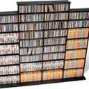 Prepac 4 Column Tall Cabinet Media, Quad Width Wall Storage, Black (73.5" Wide)