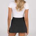 Lianlive Women's Mini Skirt High Waist Casual Split Hem Black Skort Athletic Tennis Bodycon Skirts with Inner Shorts. M Size