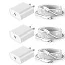 Long iPhone Charger, [MFi Certified] 3Pack 6FT i Phone Charging Cord with 3Pack USB C Wall Charger PD Adapter Compatible with iPhone 14/13 (Pro,Pro Max,Mini),11/11 Pro Max/Xs Max,iPad