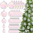 Wettarn 50 Pcs Clear Christmas Iridescent Ornaments Balls 1.2'' 2'' 3.2'' 4'' Transparent DIY Shatterproof Hanging Christmas Rainbow Ornaments Decorations Xmas Tree Wreath Holiday Party