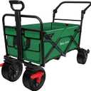 BEAU JARDIN Collapsible Foldable Push Pull Folding Beach Wagon 350lbs Heavy Duty Utility Camping Grocery Garden Sport Shopping Wagon Cart with All Terrain Big Sand Wheels and Brakes Green