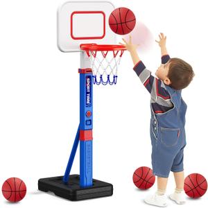 Toddler Basketball Hoop, 55" Height Adjustable Basketball Hoop for Kids 3-5, Kids Basketball Goal, Indoor Outdoor Sport Toys Christmas Birthday Gifts for Baby Boys Girls