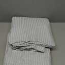 SUSYBAO Light Blue Seersucker Duvet Cover Queen 100% Cotton 3 Pcs Set 1 Textured Seersucker Duvet Cover with Zipper Ties 2 Pillow Shams Washed Cotton Blue Stripe Textured Bedding Set Soft