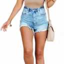 Womens Blue Ripped Denim Jean Shorts Frayed Denim Shorts for Summer (XX-Large)