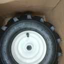 13x5.00-6 Tiller Tire and Wheel - 13x5.00-6" Heavy Duty Tiller Tire for Garden Tractor, Trencher, Tillers - 1" Axle Size - 3-1/8" Centered Hub - 4PR Tubeless - Set of Left and Right Tires
